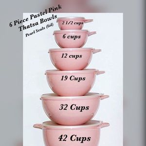 6 pieces Thatsa Bowls pastel pink/pearl seals.